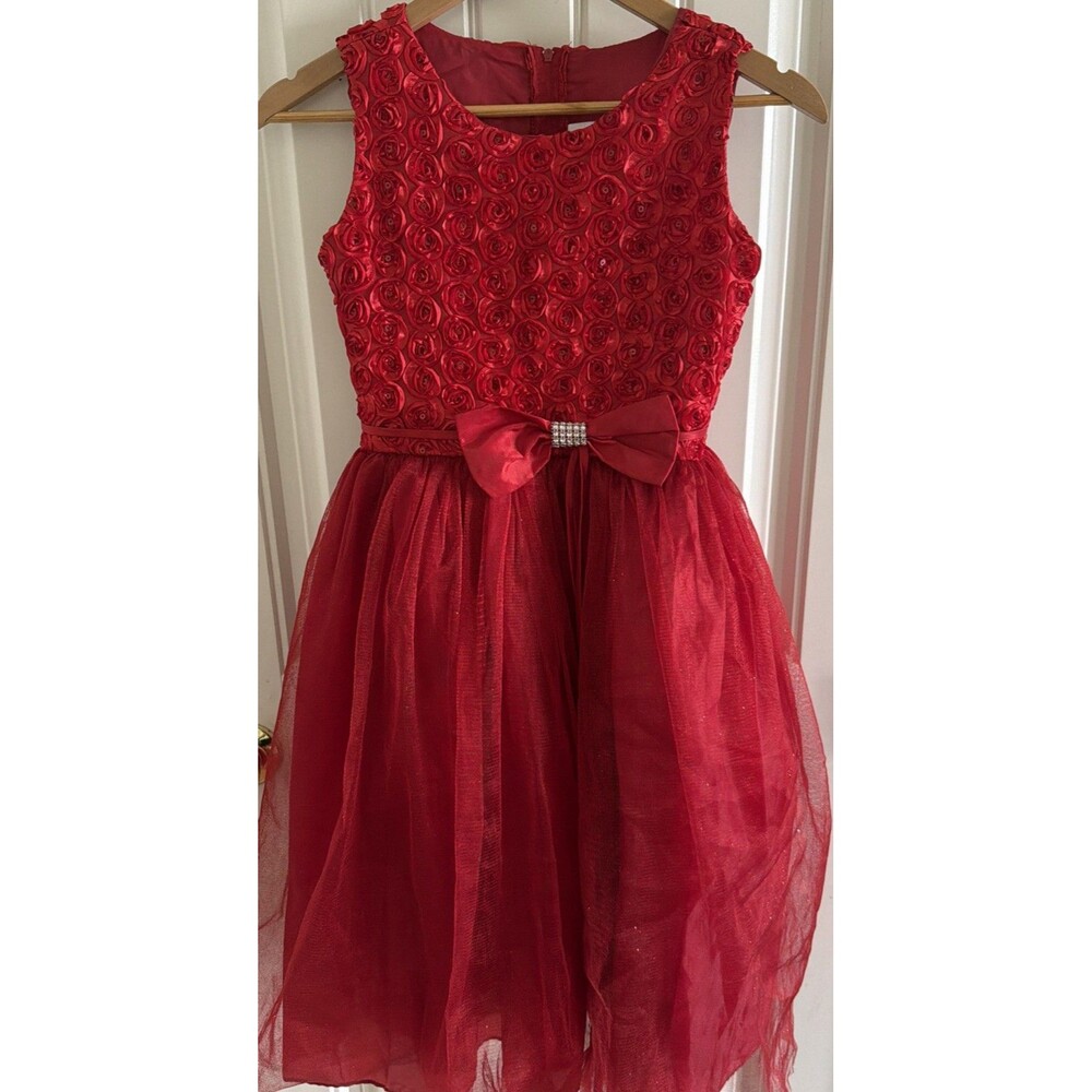 Girls Dress Red Bow Sequin Size 10 Barbie Apparel